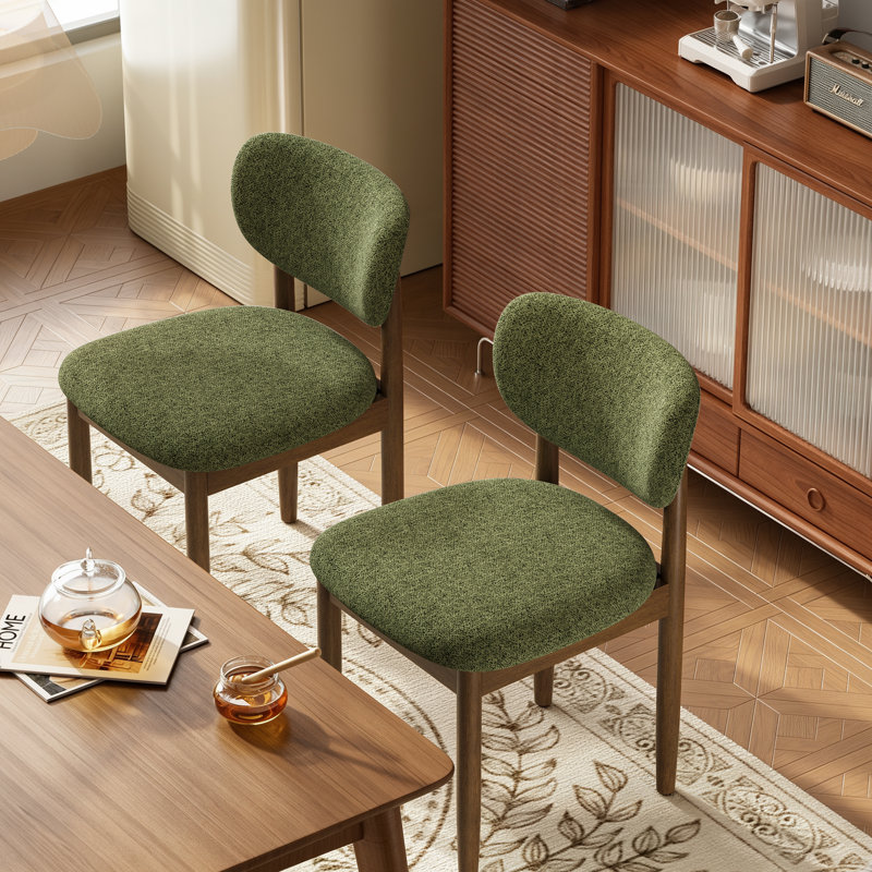 Chaise d'appoint rembourrée en bois massif, Vert