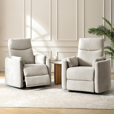 Anneisha Contemporary Swivel Rocker Power Recliner with Moveable Pillows (Set of 2)