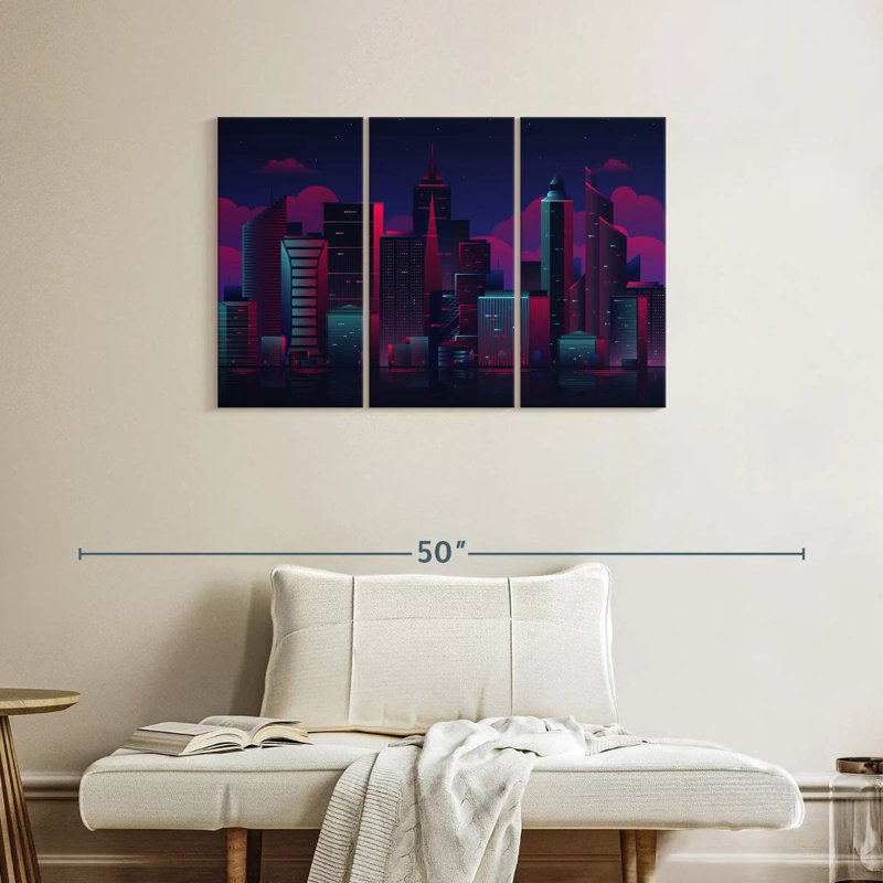 Paysage urbain de nuit Siron, H 24 po x l 38 po