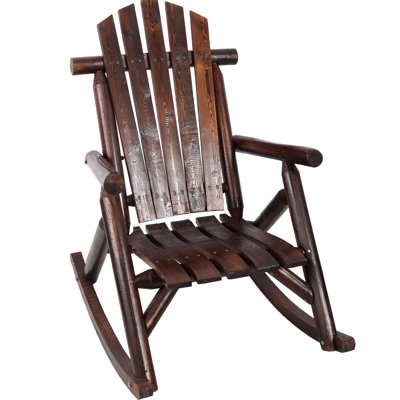 Chaise berçante ergonomique en bois de sapin brun, support de grande capacité, finition lisse, chaise berçante en bois à expérience relaxante avec design, couleur, idéale pour la terrasse, le jardin, la cour, le balcon, la pelouse et l'intérieur
