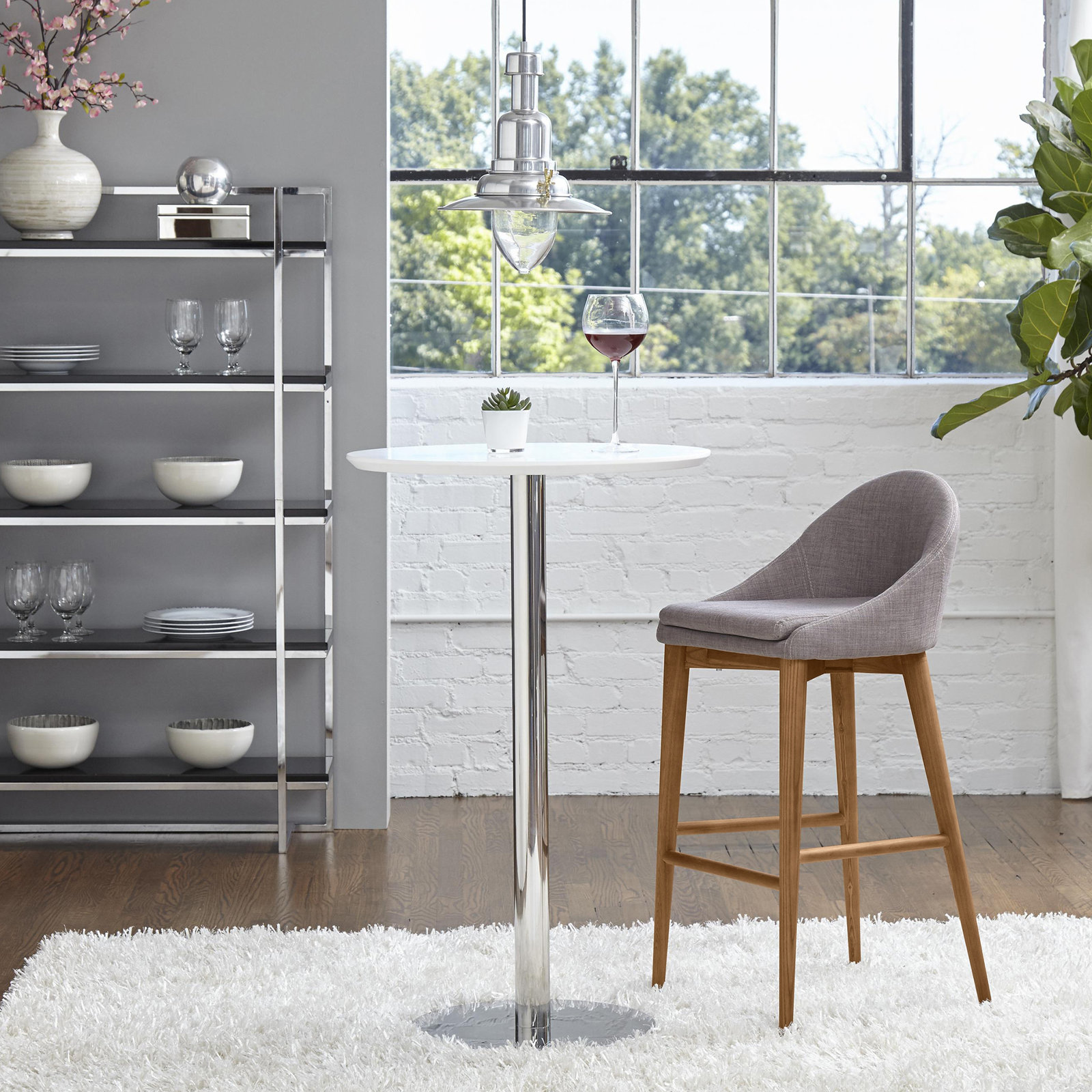Prescott Counter & Bar Stool, Dark Gray, Counter Stool (26.4" Seat Height), Walnut Brown