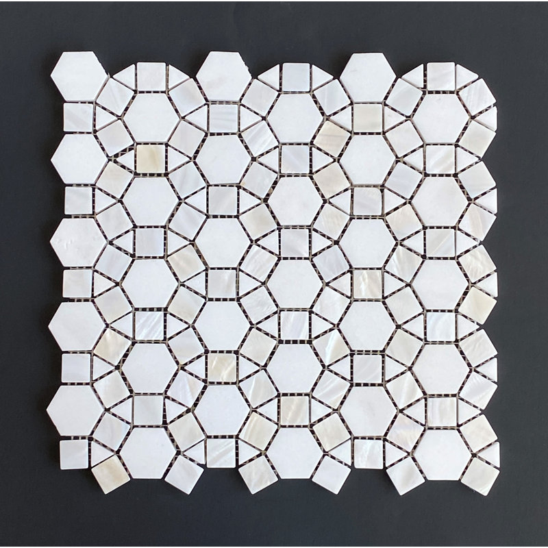 Thassos Mosaic Pattern Seashell Bathroom Wall Tile