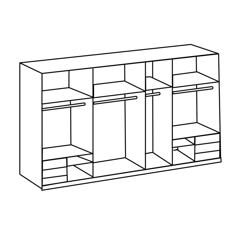 Ardzan 4 Door Manufactured Wood Wardrobe, 236cm H x 350cm W x 65cm D