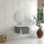 Armoire de salle de bain murale 24 po avec lavabo flottant mural et tiroir en céramique blanche-684812088