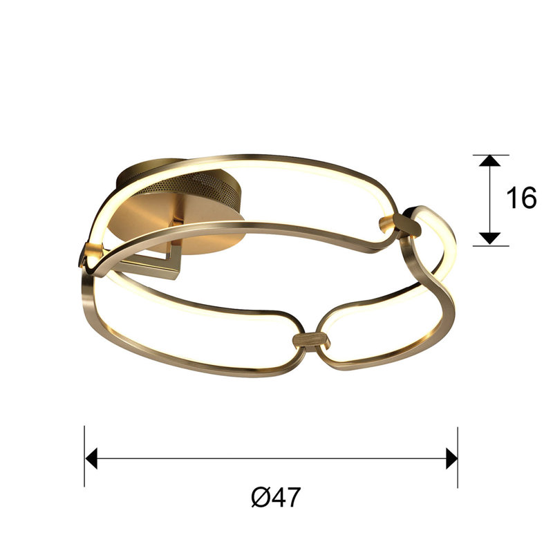 Tara LED Semi Flush Mount, Gold