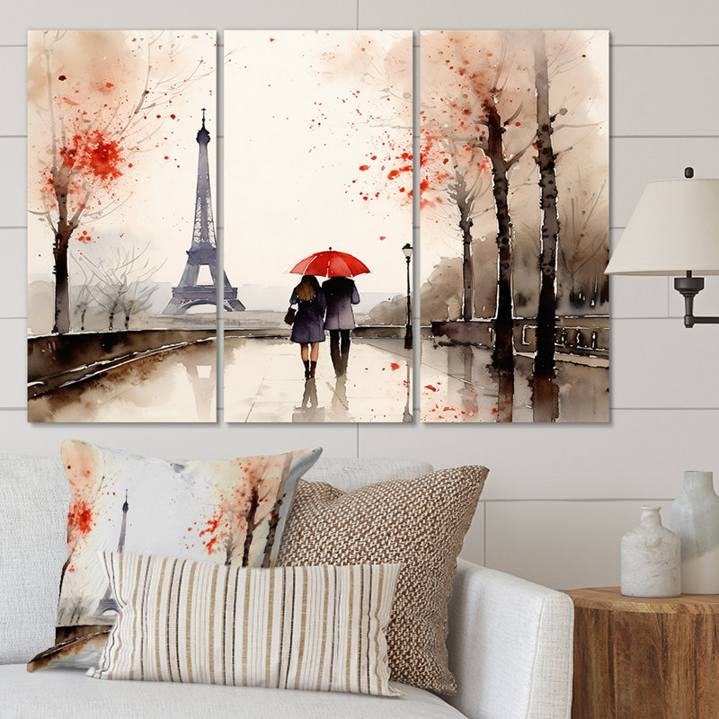 Paris Couple In Love, Tour Eiffel II - ensemble de reproductions d'art mural Paris, H 28 po x l 36 po x P 1 po