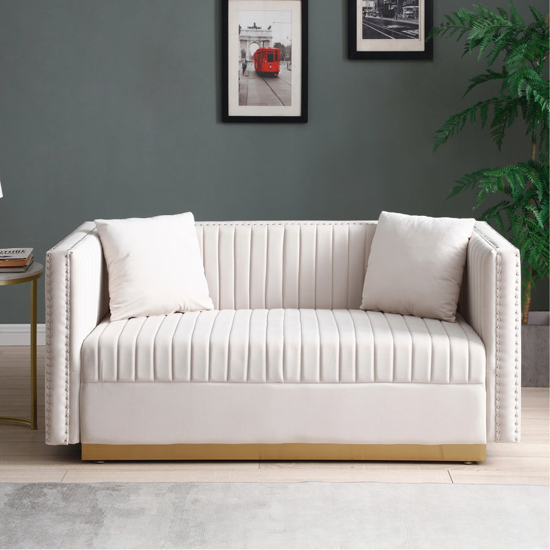 Causeuse intérieure rembourrée avec 2 coussins, Beige
