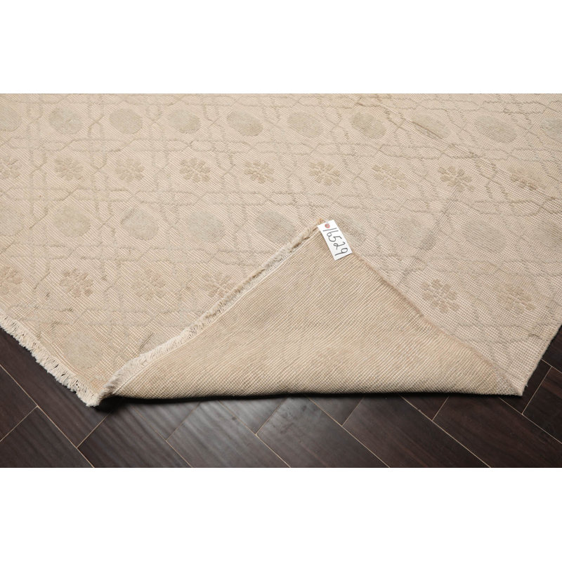 Tapis beige en laine et en soie noué à la main 8 pi 8 po x 11 pi 9 po Foundry Select