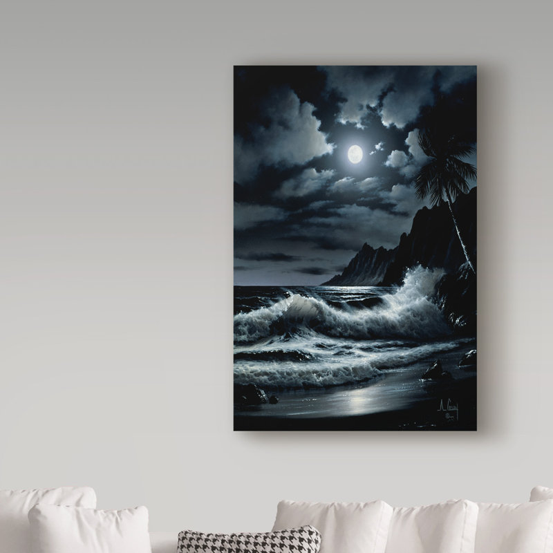 Fikes «Dark Mountain Scene», reproduction de peinture à l'huile sur toile tendue, H 24 po x l 16 po