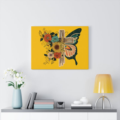 Faith Butterfly Cross - Wrapped Canvas Print