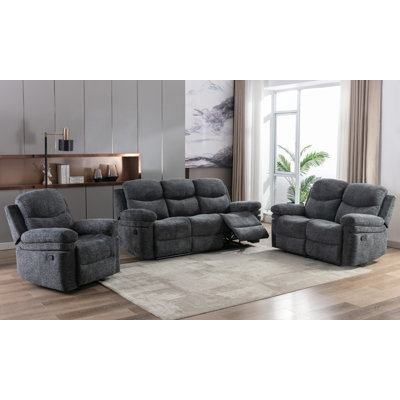 Ensemble 3 pièces Aida gris anthracite CHENILLE