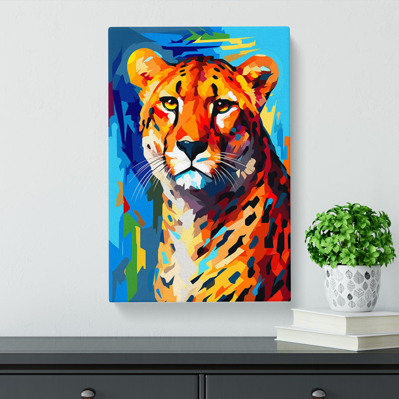 Cheetah Cubism - Wrapped Canvas Print, 60cm H x 40cm W x 3cm D