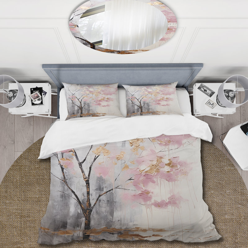 Ensemble de housse de couette floral Blossom Tree Whispers Of Pink II - microfibre de polyester