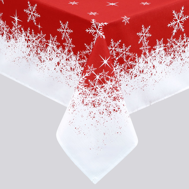 Waterproof Red Snowflake Christmas Tablecloth – 54x54 Inch Square – Wipeable, Spillproof, Washable, Holiday Table Cover for Dining Room, Kitchen, Indoor Outdoor Decor – (Germany)