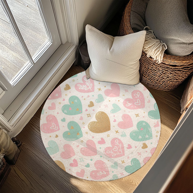 Heartfelt Affection Vibes Braided Rug, Round 5'