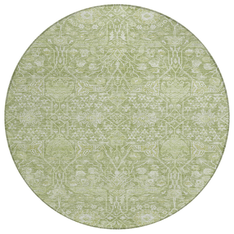 Mila Green Washable Indoor-Outdoor Rug - , 8' x 8'