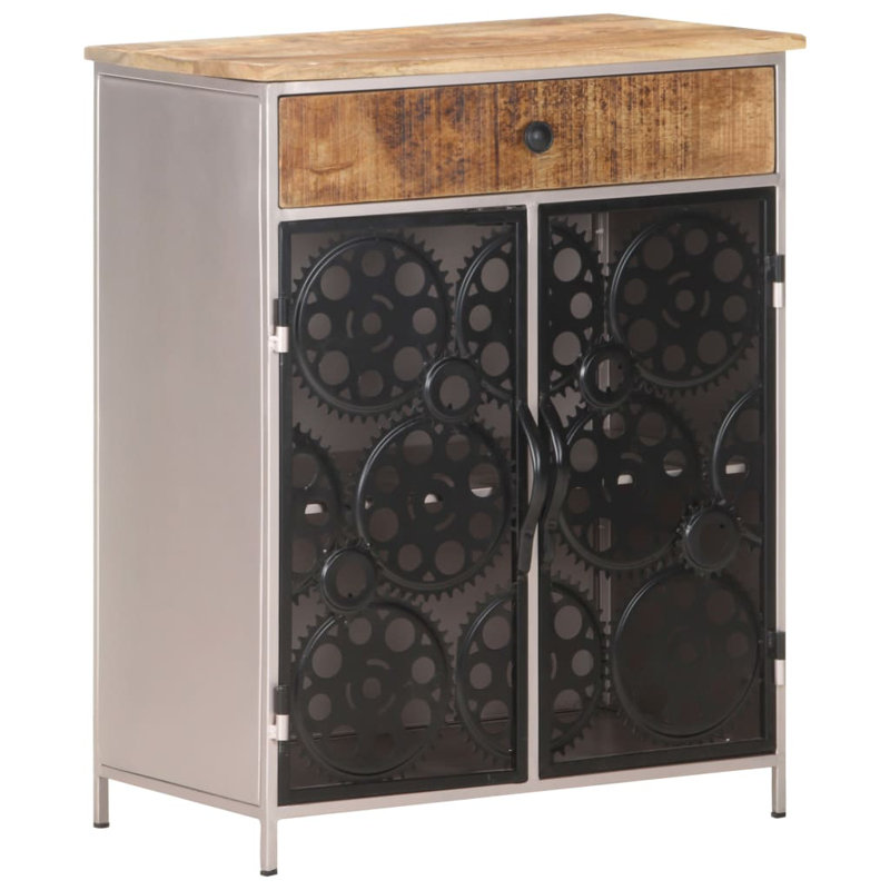 Buffet en bois de manguier brut et fer 23,6 po x 13,8 po x 29,5 po