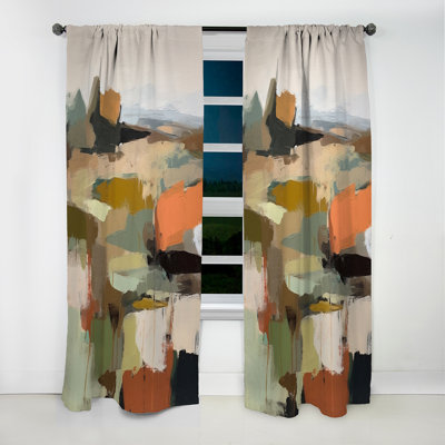Green And Beige Transcending Reality III - Painting Abstract Blackout Curtain - 1 Panels