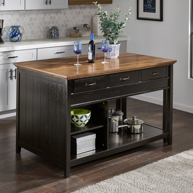 Fortville Kitchen Island, Black