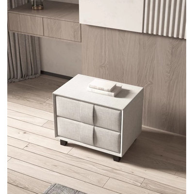 Table de chevet rembourrée en coton moderne avec espace de rangement caché intégré, en bois massif, convient aux chambres à coucher