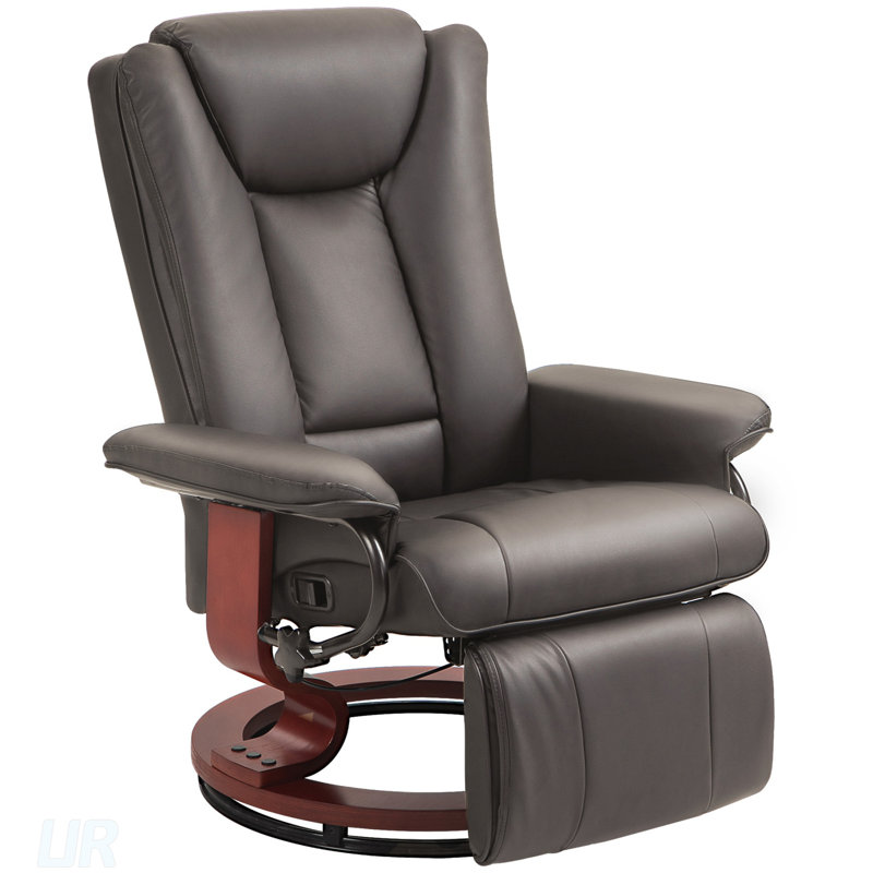 Confortable fauteuil inclinable manuel pivotant en cuir synthétique avec repose-pieds réglable pour la détente dans le salon
