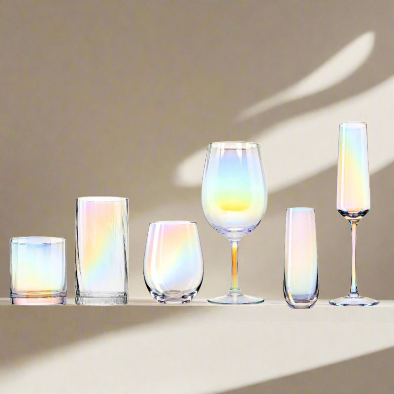 Elegant Iridescent 12 oz Highball Glassware Set of 4