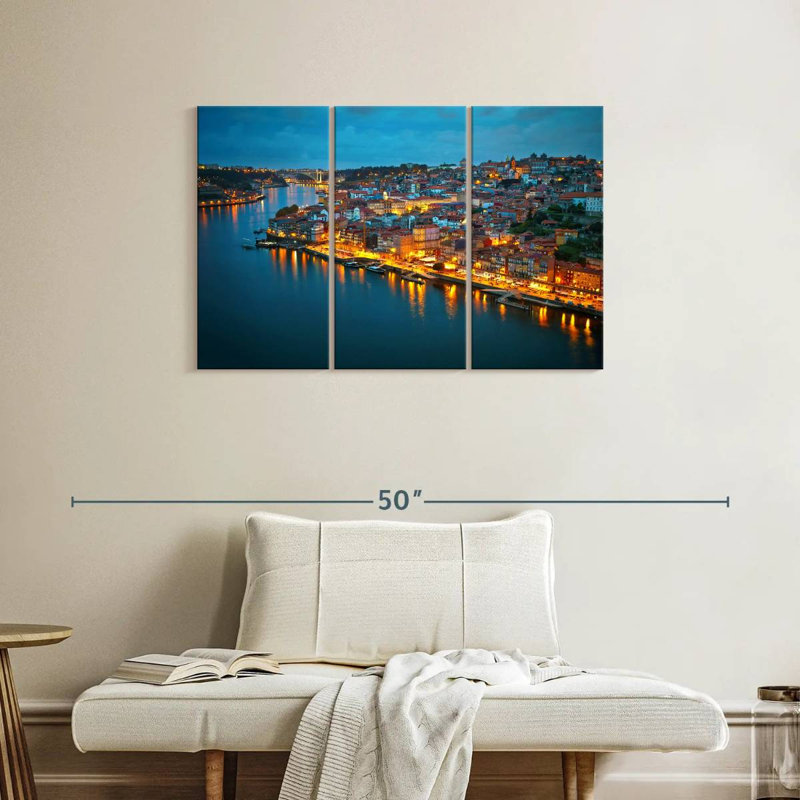 Lumières du port de Porto, H 24 po x l 38 po