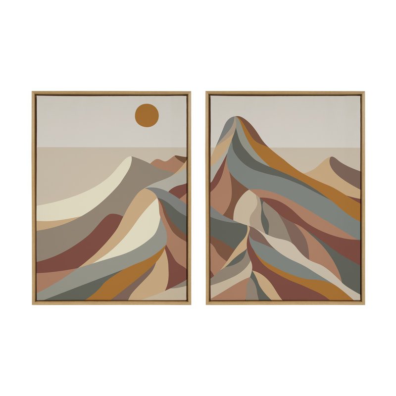 «Mid Century Modern Mountains» par Rachel Lee, ensemble de 3 toiles encadrées