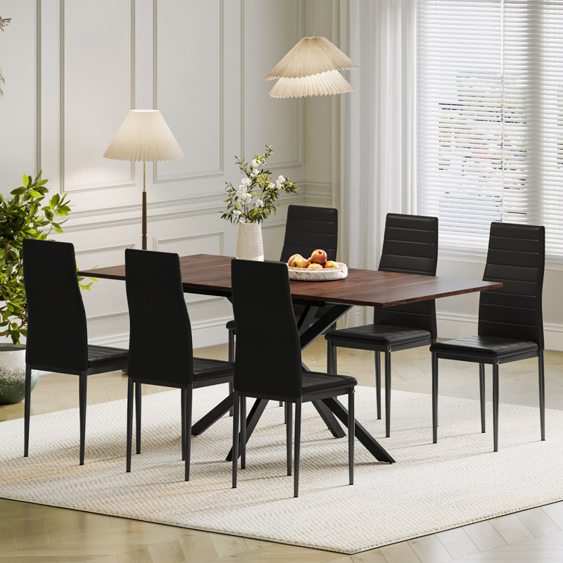 6 -Person Dining Set, Grey, Black