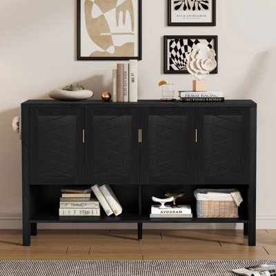 Sideboard Buffet Cabinet, 4-Door Storage Console, Adjustable Shelves, Clean-Line Detailing, Modern Contemporary, Dining Room & Entryway