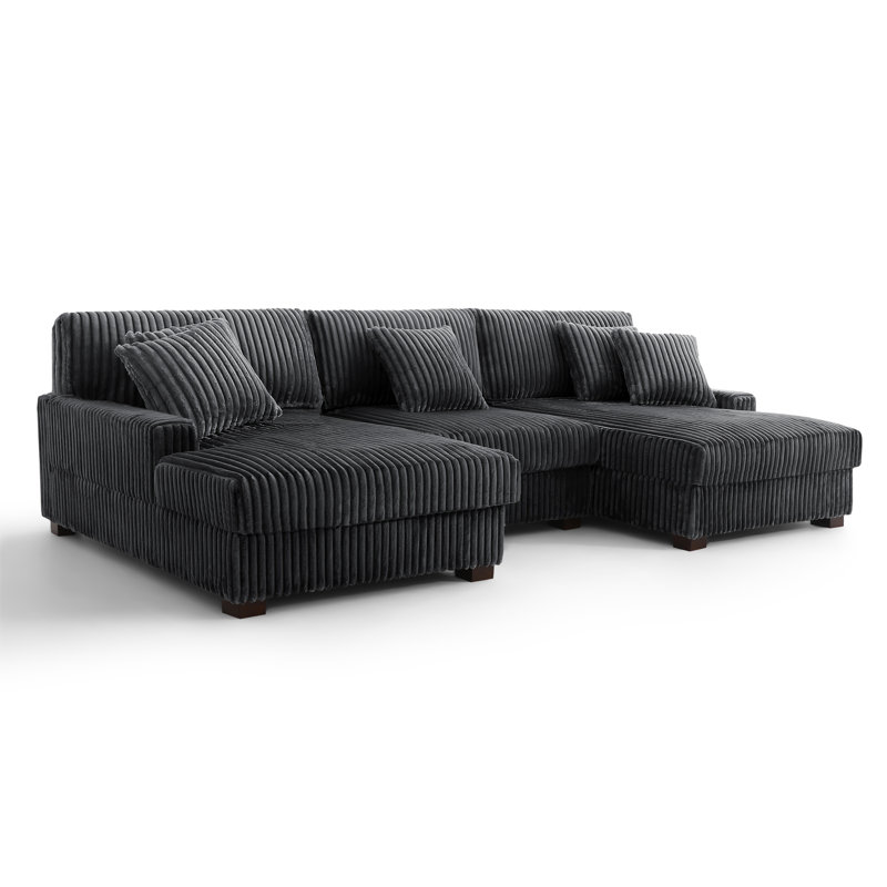 3 Seater Sectional, Grey Polyester/Foam Padding