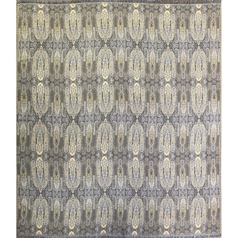Jeté en coton tissé à motif cachemire, Jaune