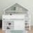 Full Size Loft Bed With Canopy Roof And Storage Cabinet-954188040