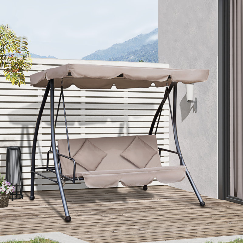 Katarina 2 Person Porch Swing with Canopy, Beige