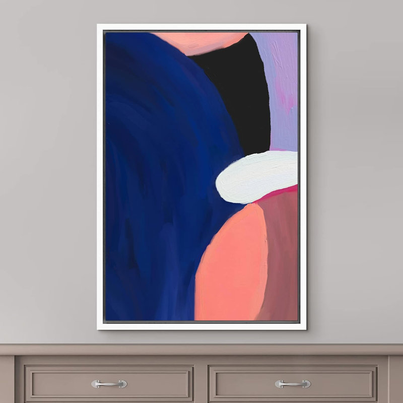 Abstract Colorful Strokes Blue Purple Stroke Collage, 24" H x 16" W x 1.5" D, White
