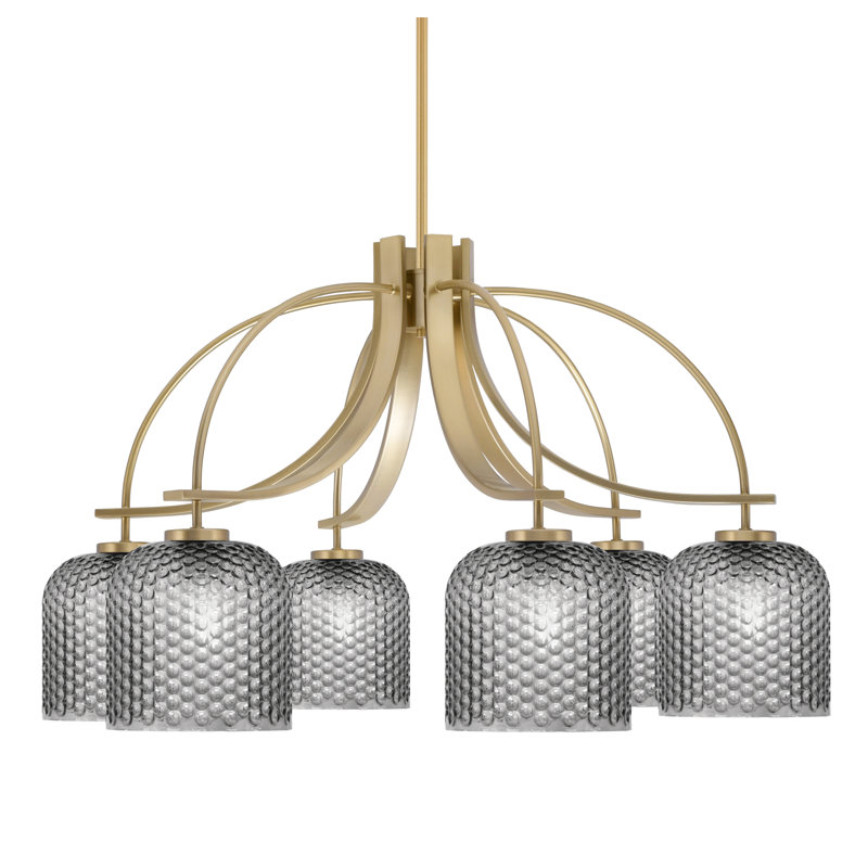 Lustre Cavella, H 19 po x l 30,75 po x P 30,75 po, Laiton New Age, 6