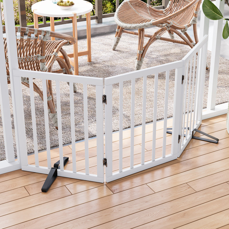 Bamboo Free Standing Pet Gate, White