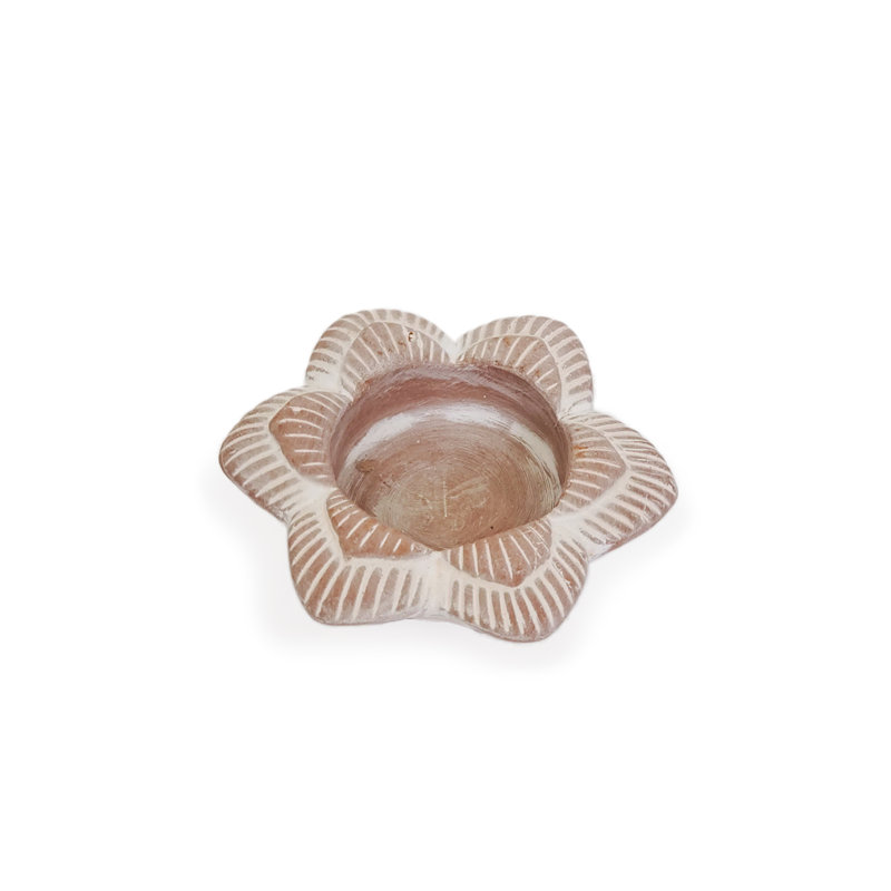 Porte-bougie thé terre cuite - Fleur