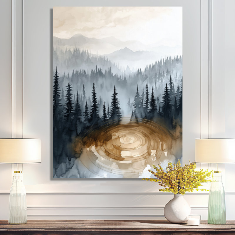 Piscine de la Forêt Dorée - Décoration murale sur le thème de la forêt, H 44 po x l 34 po, Toile tendue