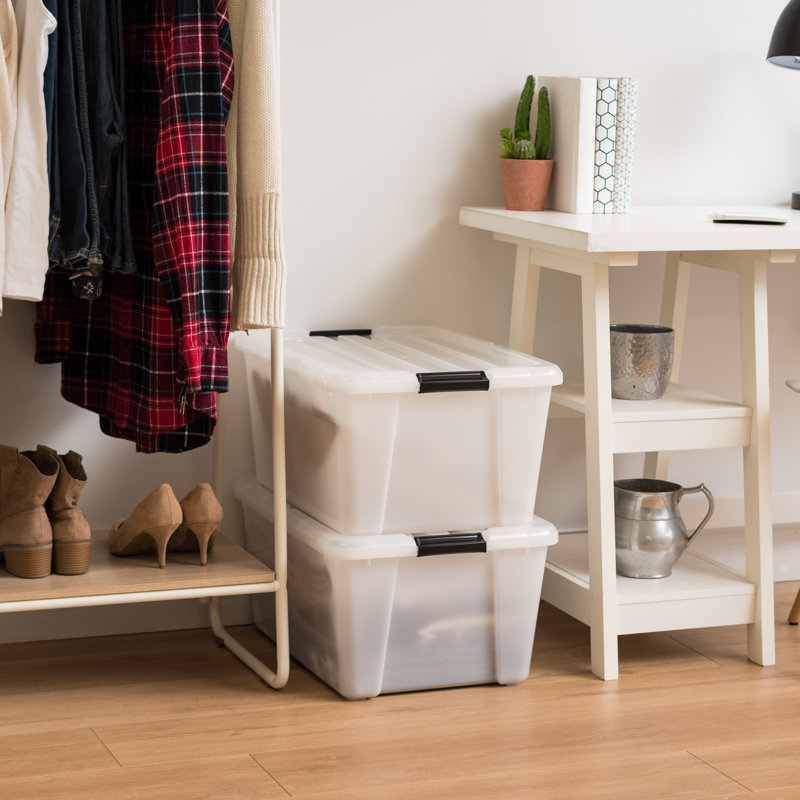 45 Qt./11.25 Gal. Plastic Storage Container Bin with Secure Lid and Latching Buckles, Clear