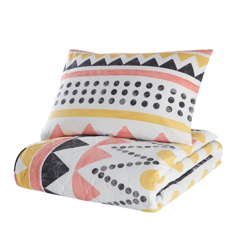 Cotton Geometric Shapes Coverlet Set