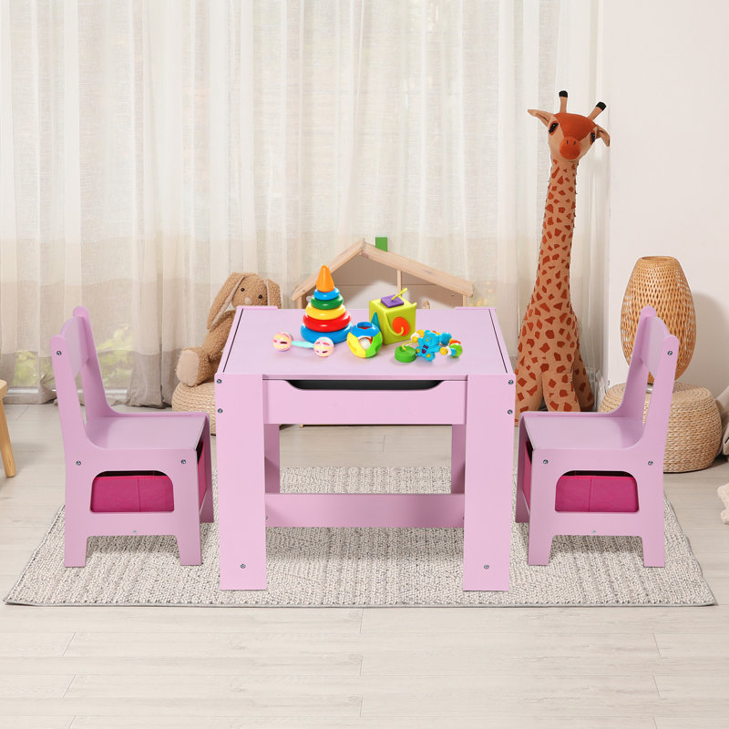 Kids Square Play/Activity Table and Chair Set, PInk