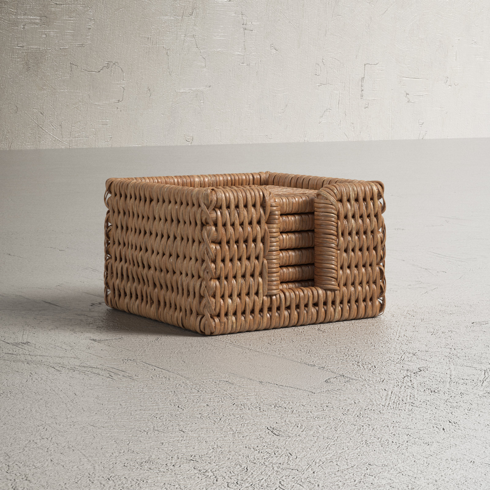 Camden Coaster Set with Holder, Honey Brown