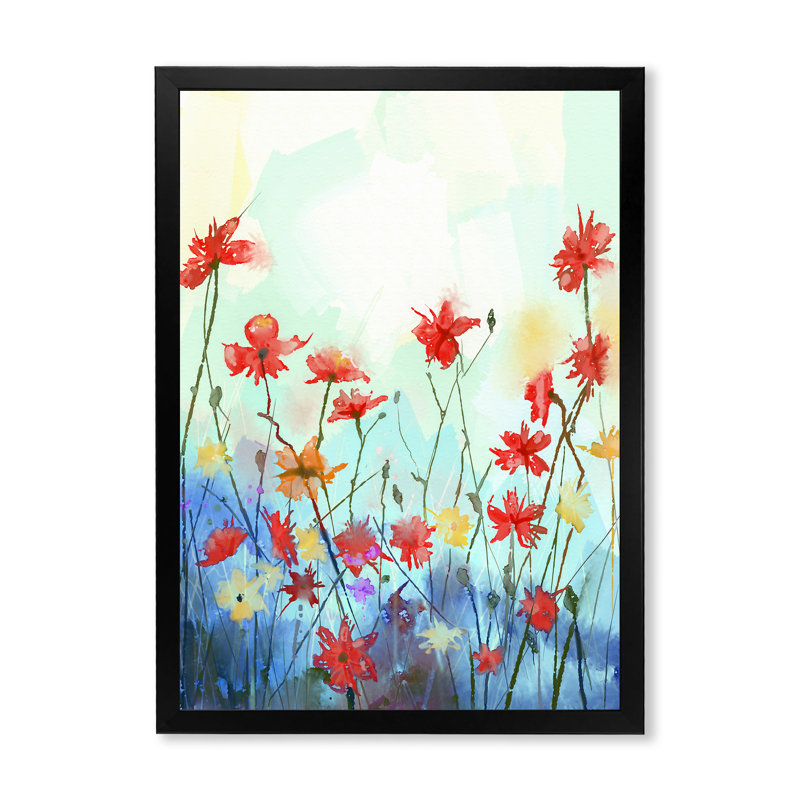 Impression florale printanière - Peinture, Cadre photo noir, H 20 po x l 12 po x P 1 po