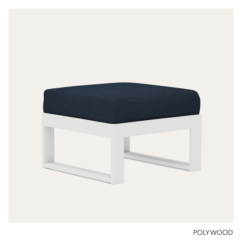 Repose-pieds modulaire d'extérieur avec coussin, Blanc, Indigo marin