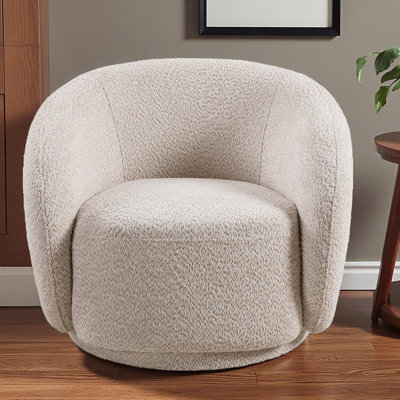 Fauteuil d'appoint pivotant, fauteuil demi-tonneau rembourré en tissu Boucle, fauteuil simple avec accoudoirs simples pour le salon