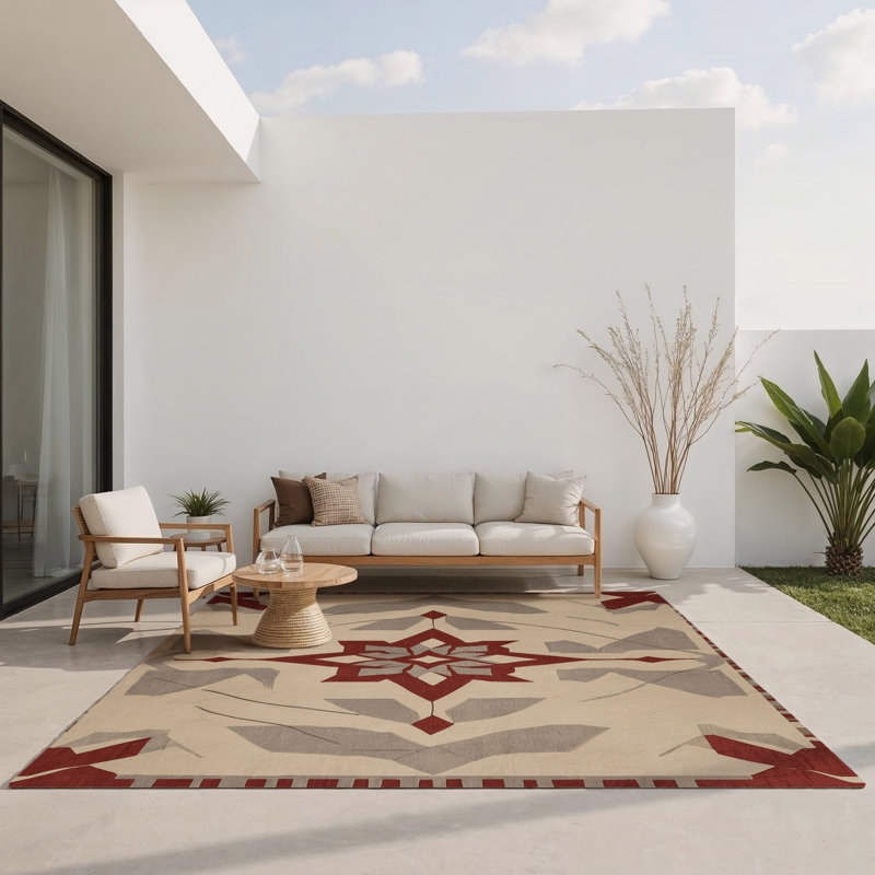 Tapis à motif entrelacé intérieur et extérieur, Rectangle 1 pi 6 po x 2 pi 6 po