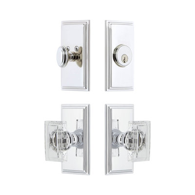 Grandeur Carré Short Plate Entry Set with Carré Crystal Knob