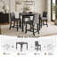 Ensemble de table 5 pièces à hauteur de comptoir avec 4 chaises, ensemble de table à hauteur de comptoir pour 4 avec chaises, ensemble de table à hauteur de comptoir en bois pour la cuisine, la salle à manger, gris clair et noir deux tons-838185045