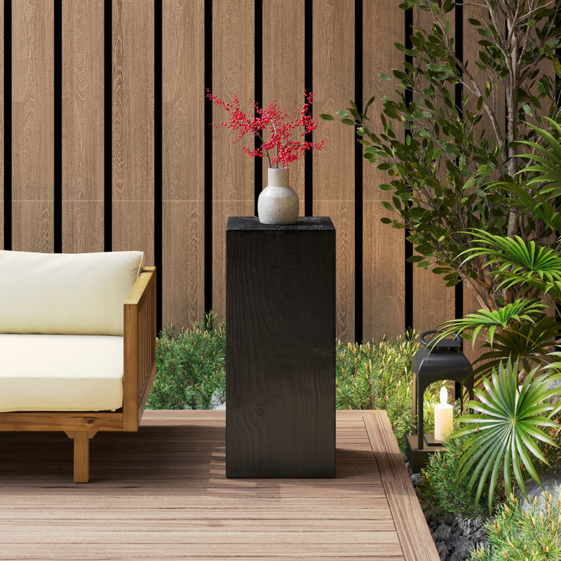 Table de bout en bois à colonne carrée MGO, H 27,75 po x l 14,5 po x P 14,5 po, Noir